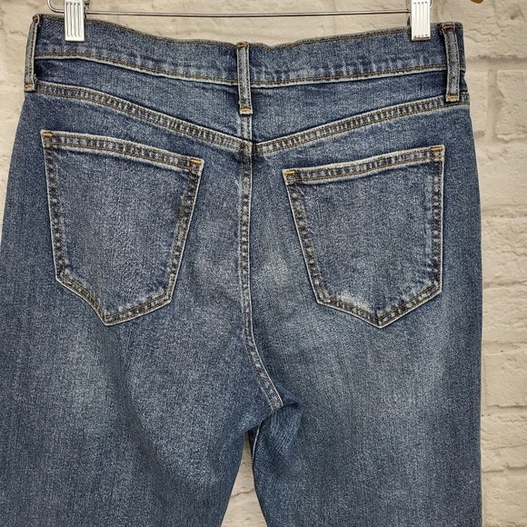 GAP Denim Distressed High Rise Straight Jeans Sz 29R - Picture 8 of 15
